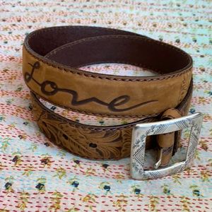 Brighton brown embossed leather Love belt